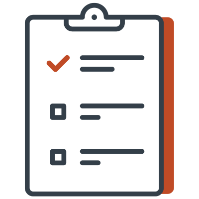 Icon of a clipboard with orange elements