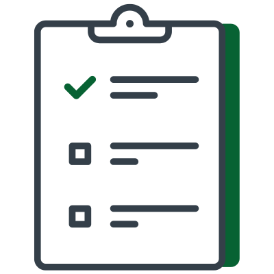 Icon of a clipboard with green elements