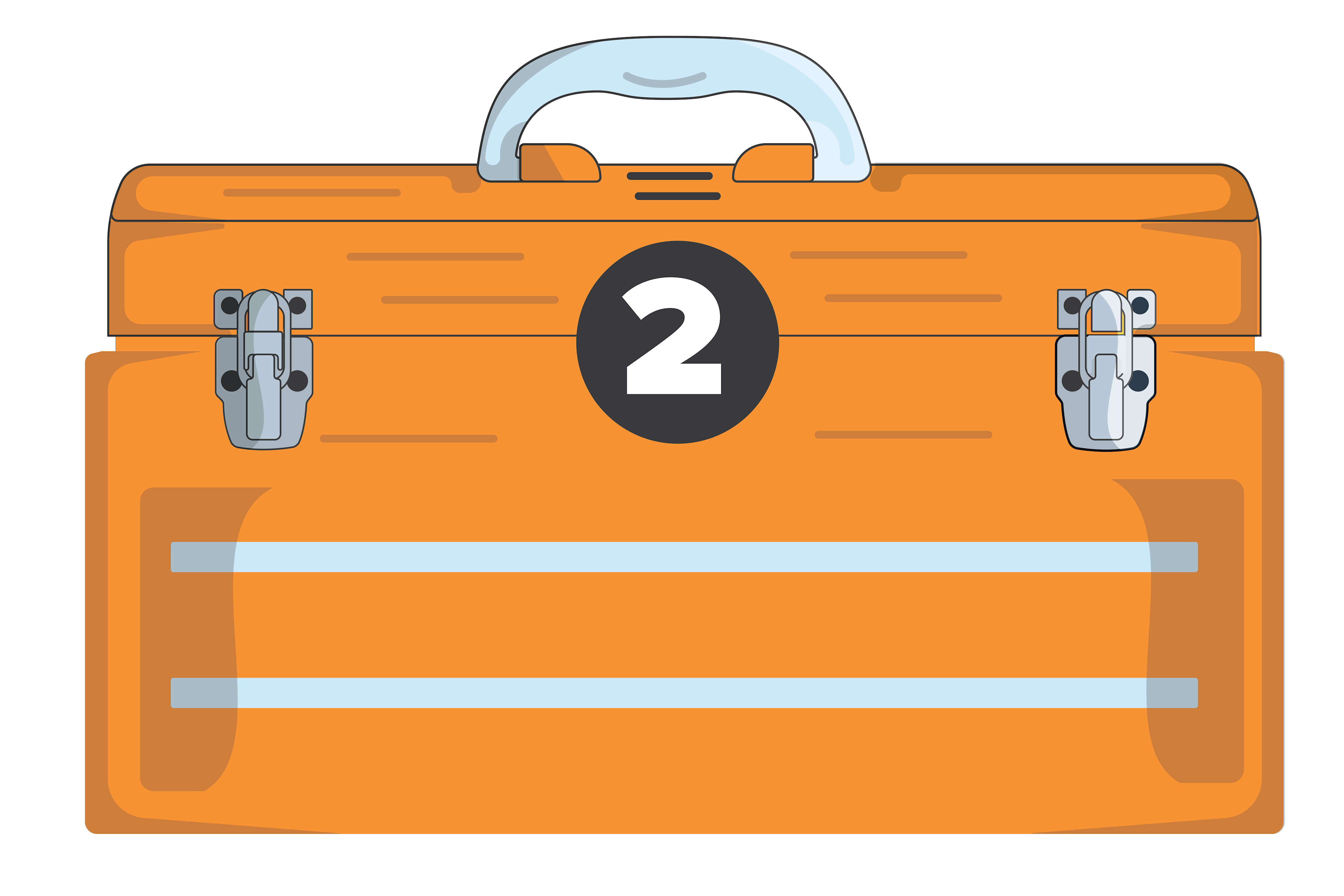 Vector art of a yellow toolbox with the number 2 on the front.
